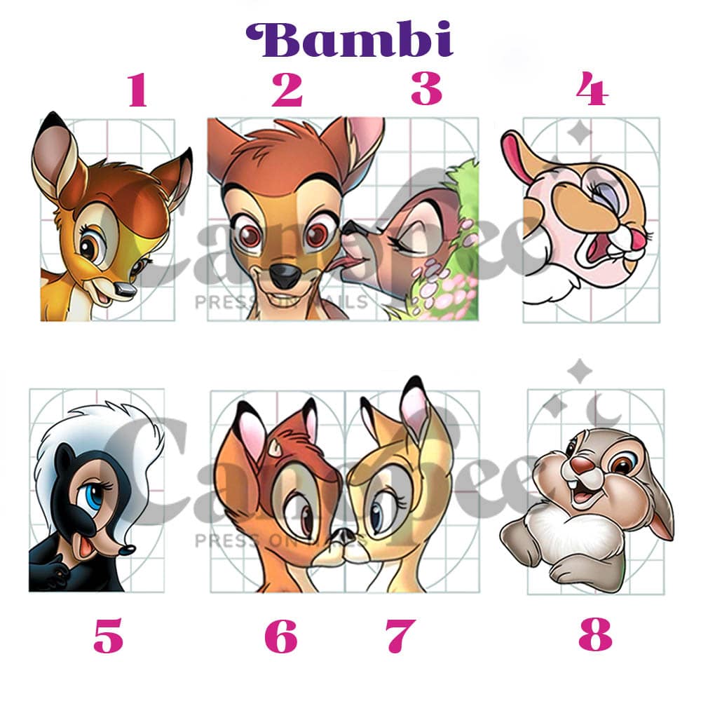 Stickers Bambi - planche de 3 stickers